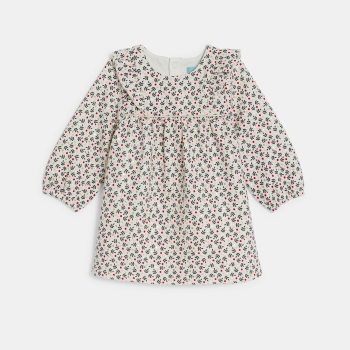 فستان بطبعة الزهور وبنطال ليغينغ أبيض للفتيات الصغيرات